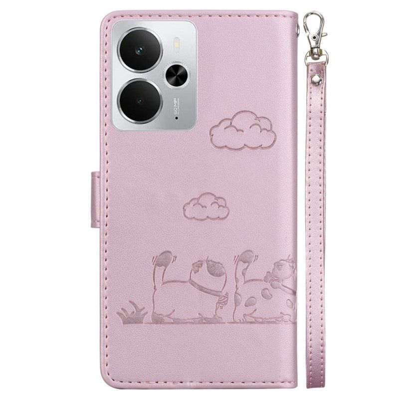 Flip Cover Til Realme 14 5g Rfid-kattemotivrem