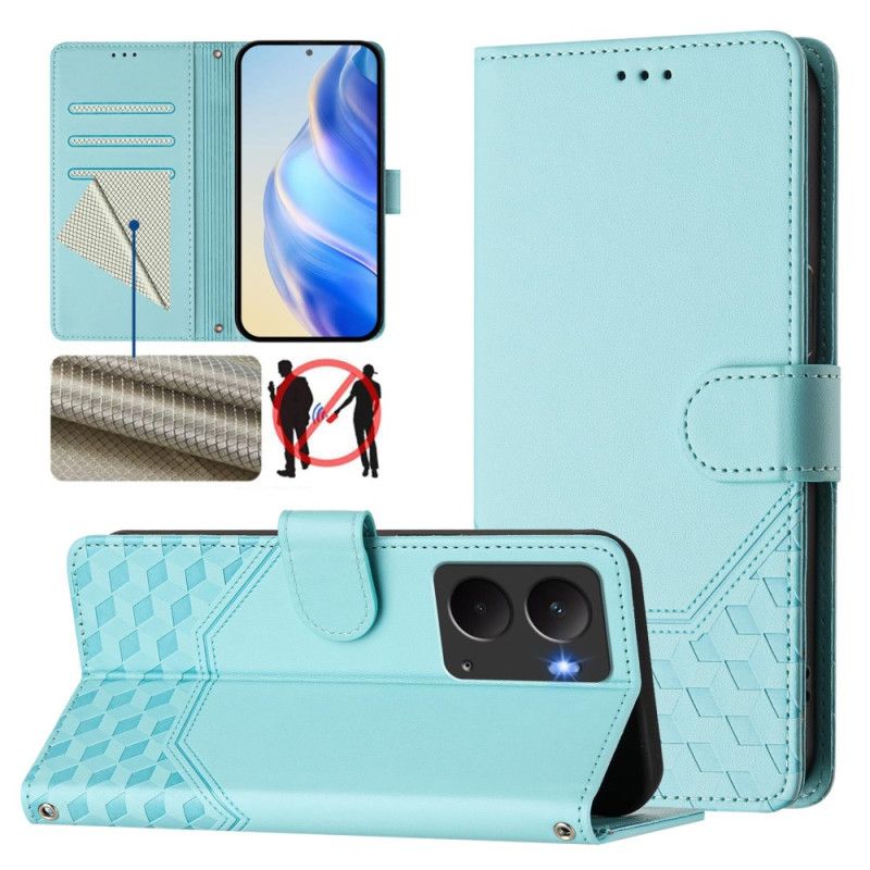 Flip Cover Til Realme 14 5g Rfid Med Bikagemønster