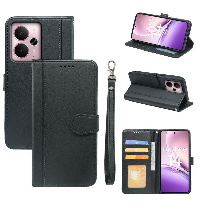 Læder Cover Realme 14 5g Aftagelig Rem
