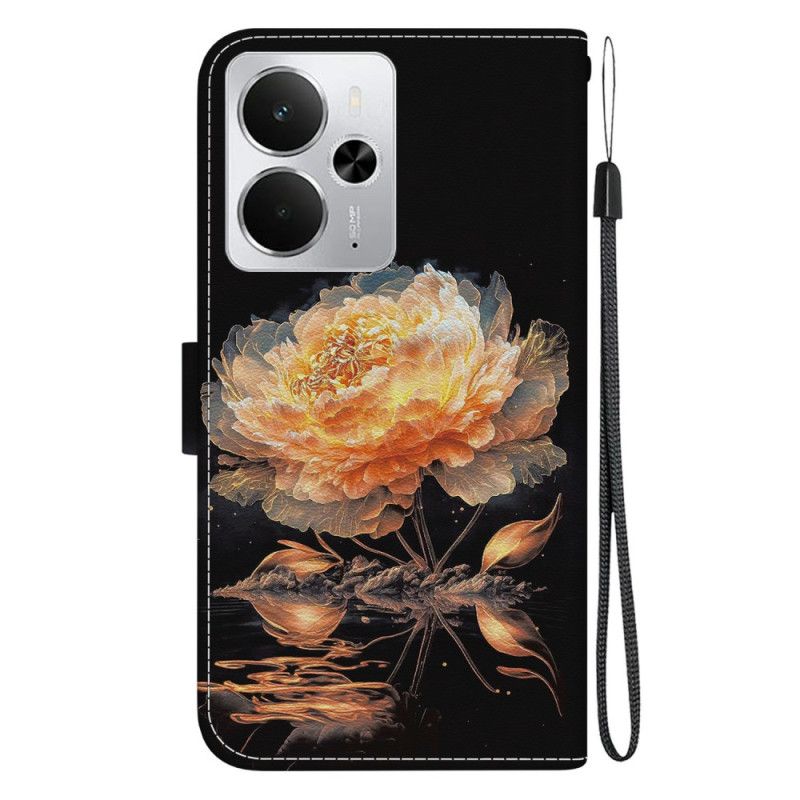 Læder Cover Realme 14 5g Gylden Pæon