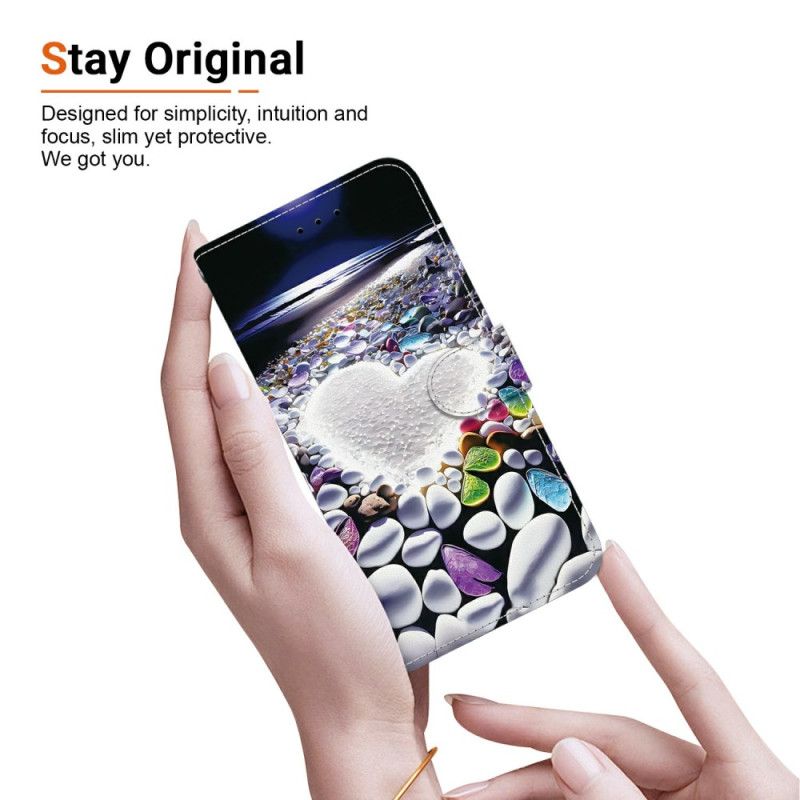 Læder Cover Realme 14 5g Hjertemønster