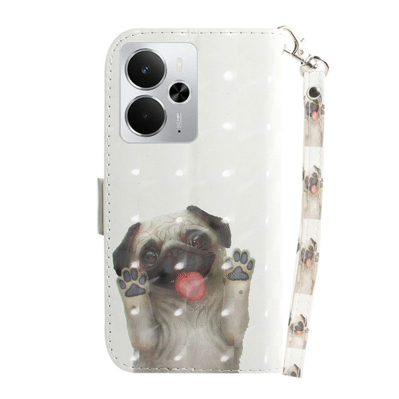 Læder Cover Realme 14 5g Mops Med Snor