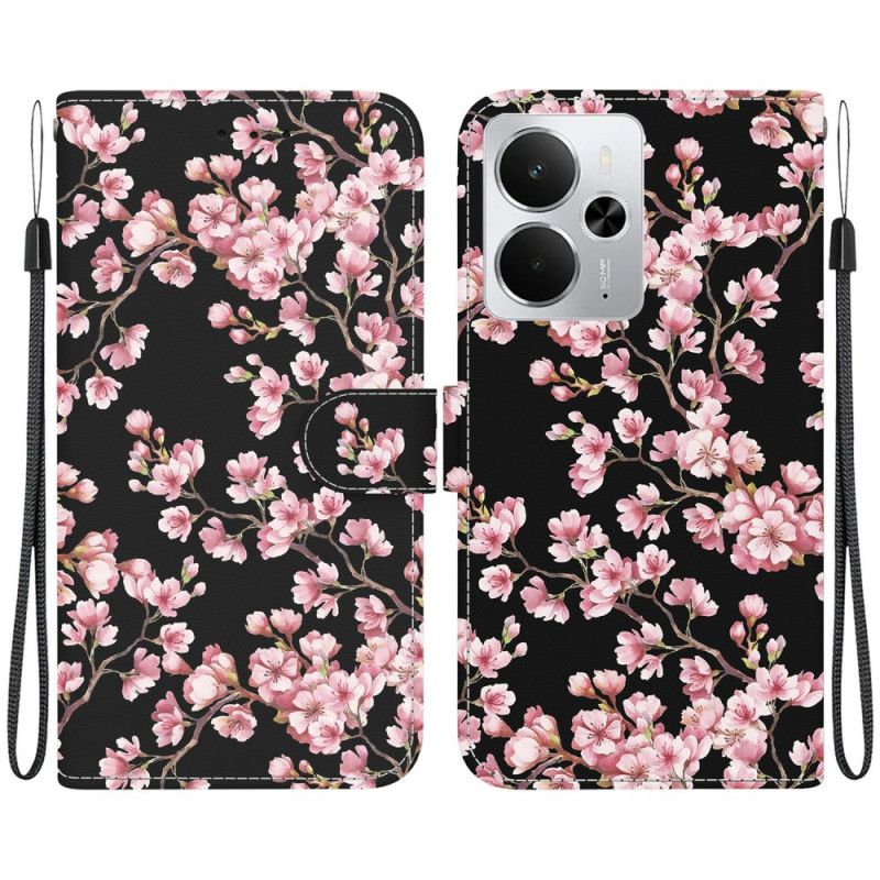 Læder Cover Realme 14 5g Telefon Etui Blommeblomster