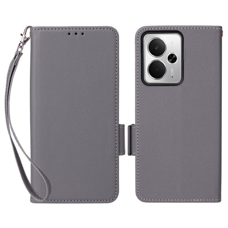 Læder Cover Realme 14 5g Telefon Etui Rem Med Litchi-tekstur