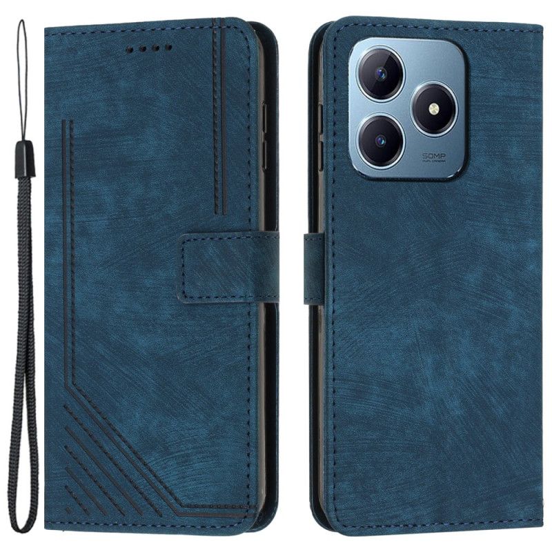 Læder Cover Realme Note 60x Retro Linjer