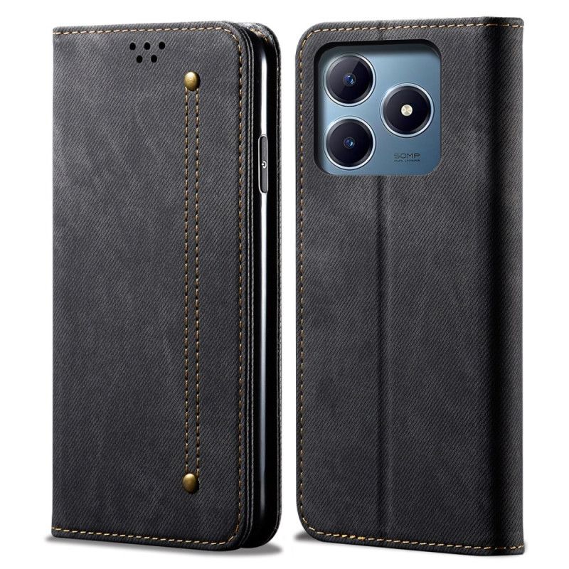Læder Cover Realme Note 60x Telefon Etui Denimstof