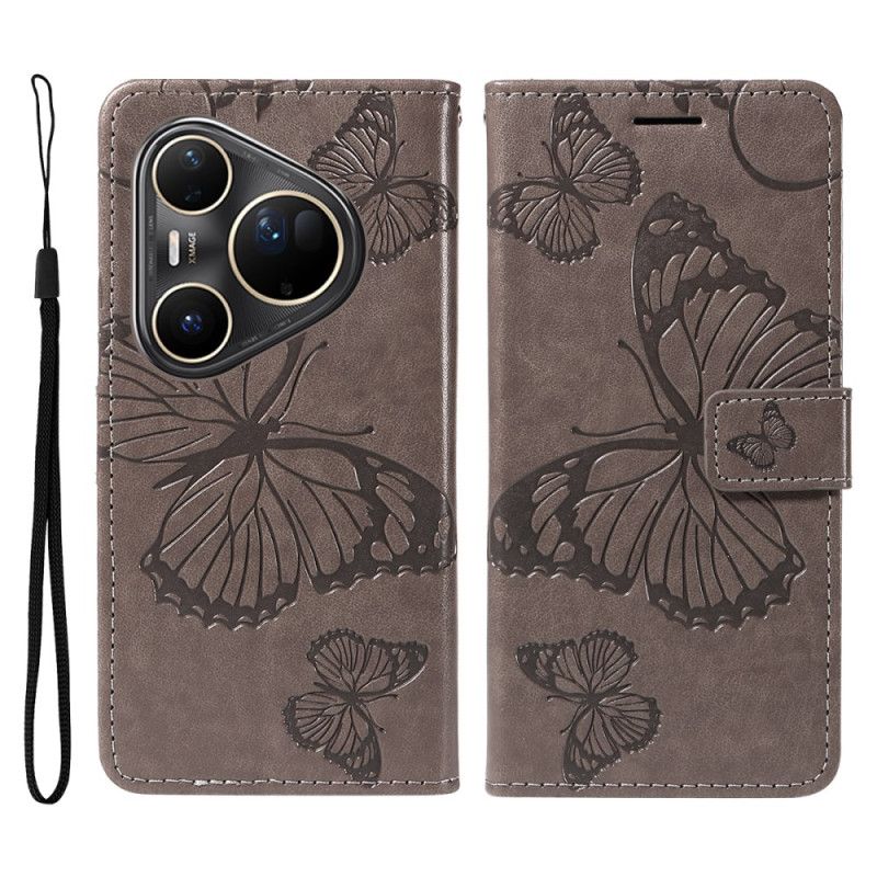 Læder Cover Huawei Pura 80 Ultra Store Sommerfugle