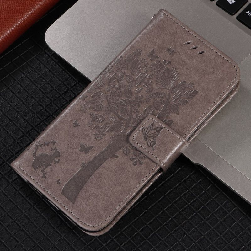 Læder Cover Huawei Pura 80 Ultra Telefon Etui Kat Og Træ