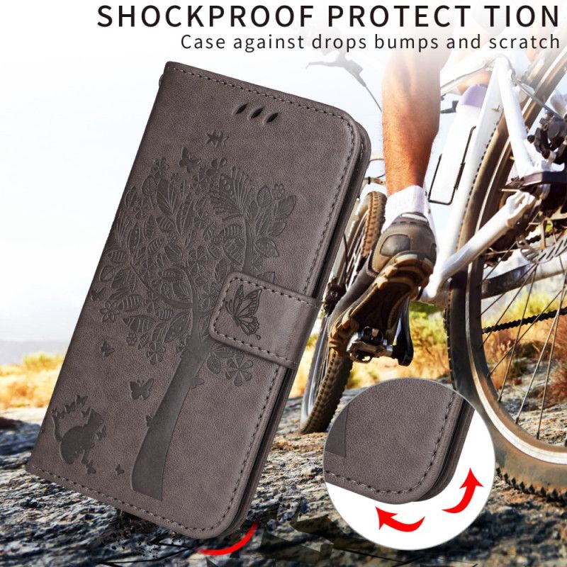 Læder Cover Huawei Pura 80 Ultra Telefon Etui Kat Og Træ