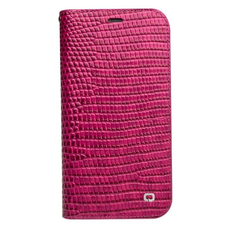 Flip Cover iPhone 11 Croc Effect Ægte Læder - Pink