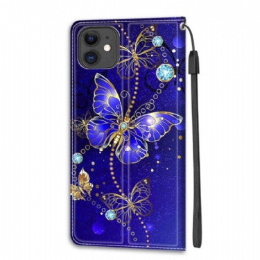 Flip Cover iPhone 11 Hemming Lilla Sommerfugl