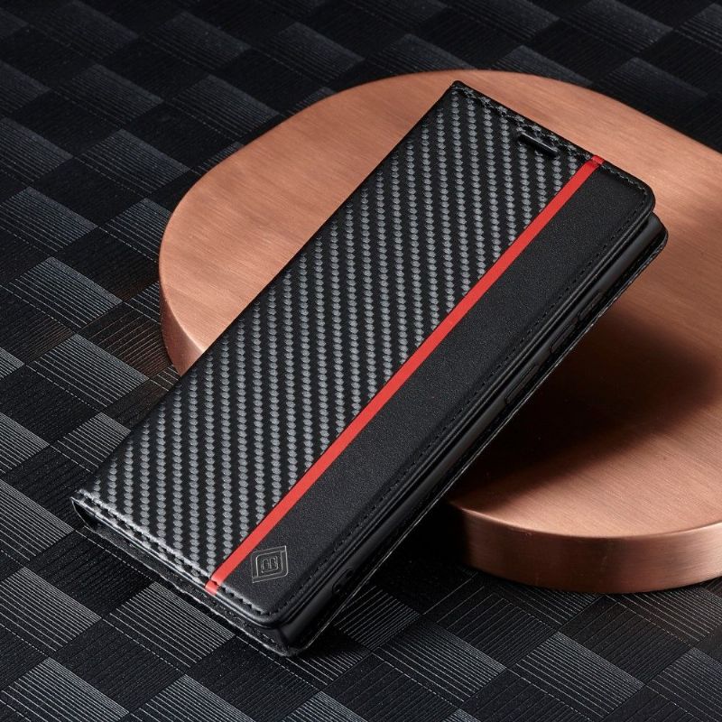 Flip Cover Samsung Galaxy S22 Ultra 5G Læder Cover Flip Carbon Fiber