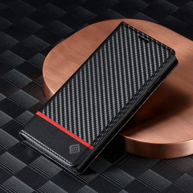 Flip Cover Samsung Galaxy S22 Ultra 5G Læder Cover Flip Carbon Fiber