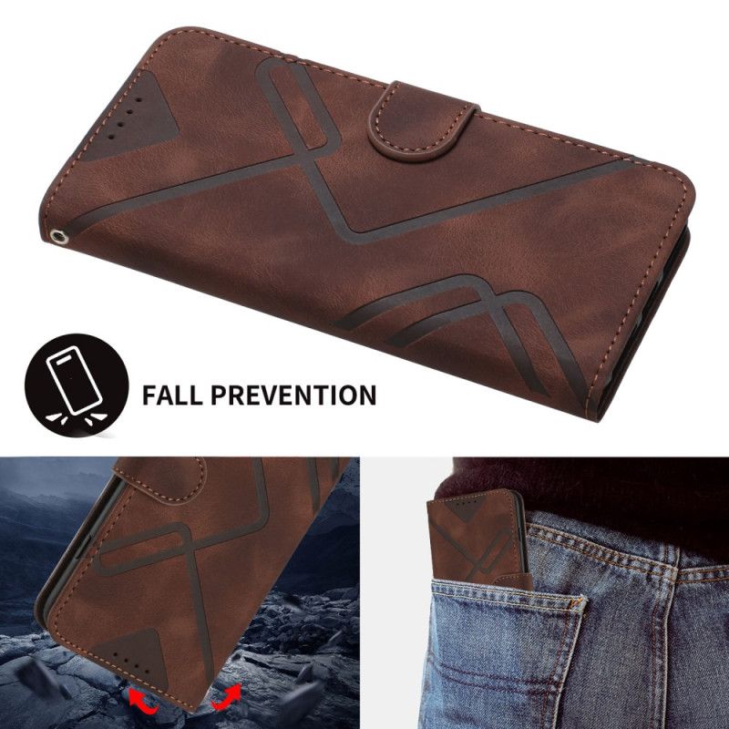 Flip Cover Poco X7 Pro 5g Geometriske Linjer Med Rem