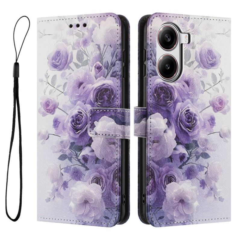 Flip Cover Poco X7 Pro 5g Lilla Blomster