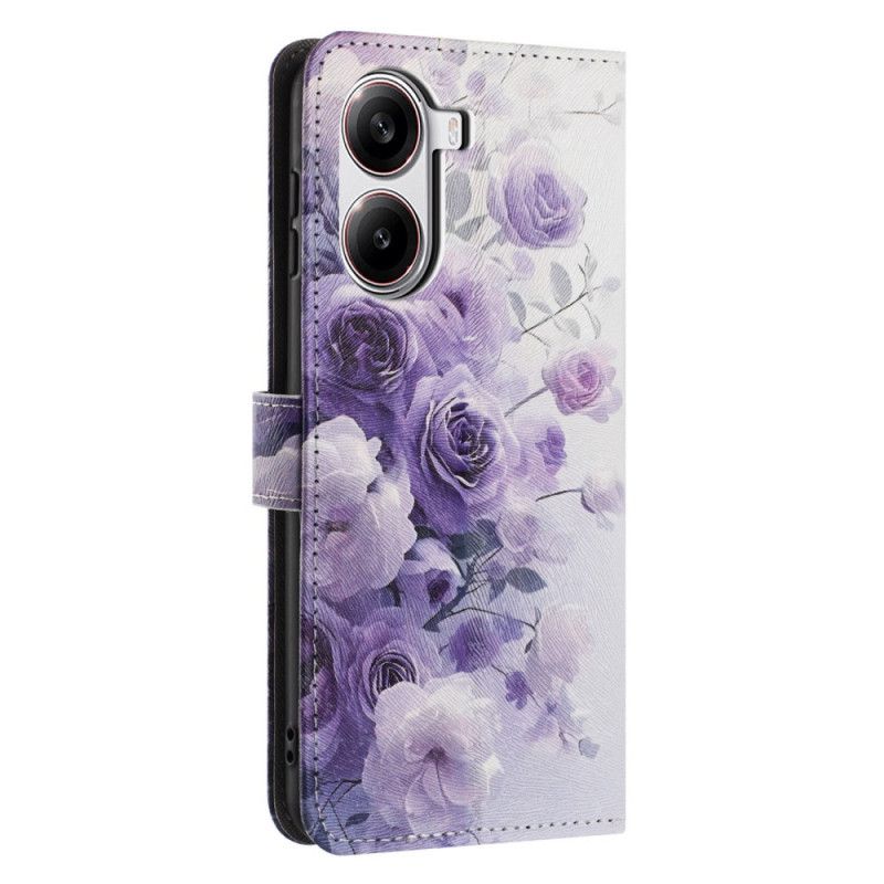 Flip Cover Poco X7 Pro 5g Lilla Blomster