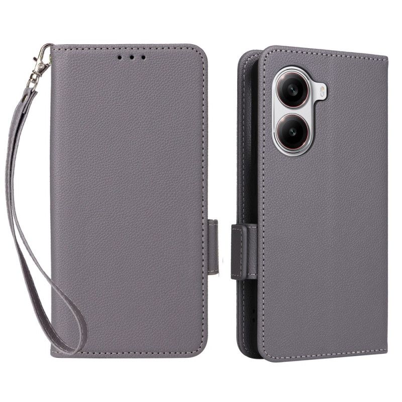 Flip Cover Poco X7 Pro 5g Litchi Kunstlæder Med Rem