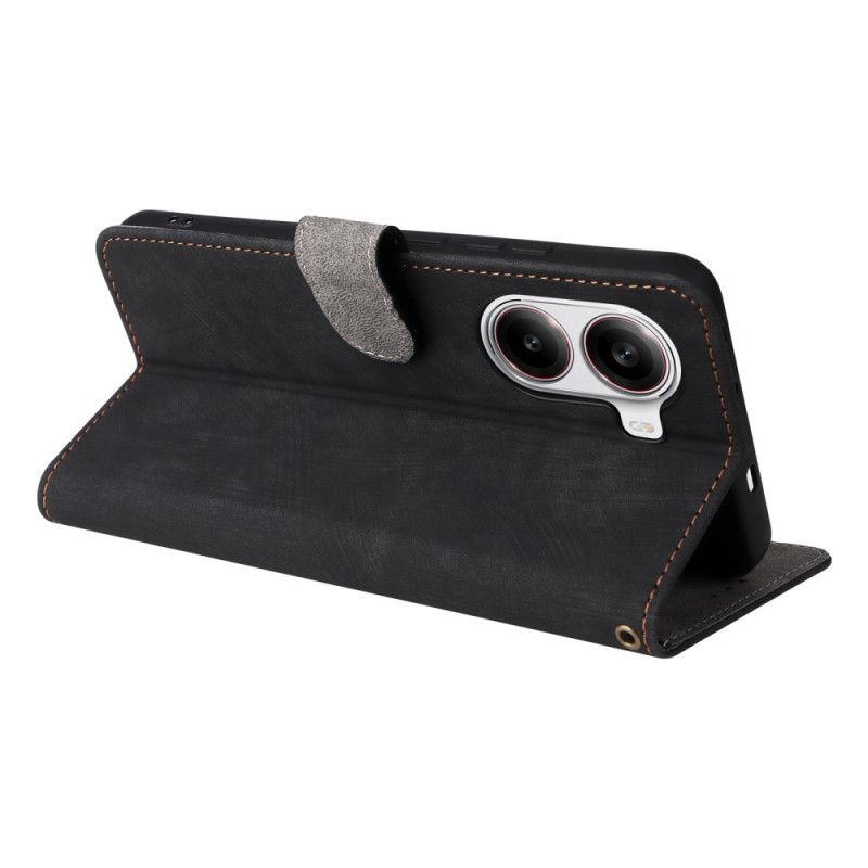 Flip Cover Poco X7 Pro 5g Ruskindseffekt Rfid-beskyttelse Og Rem