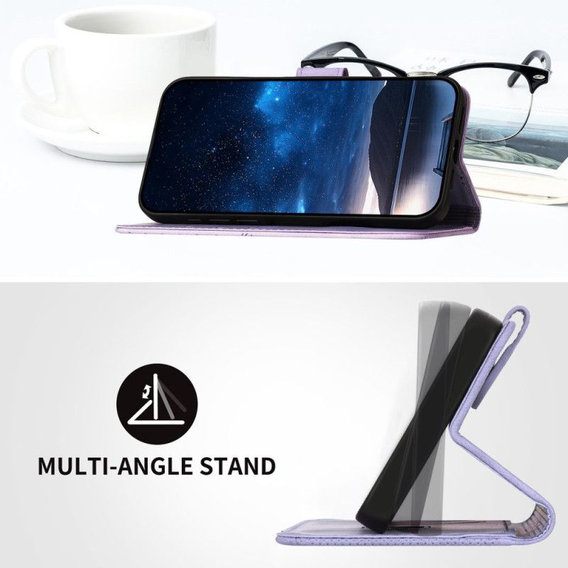 Flip Cover Til Poco X7 Pro 5g Geometrisk Mønster Og Sommerfugle