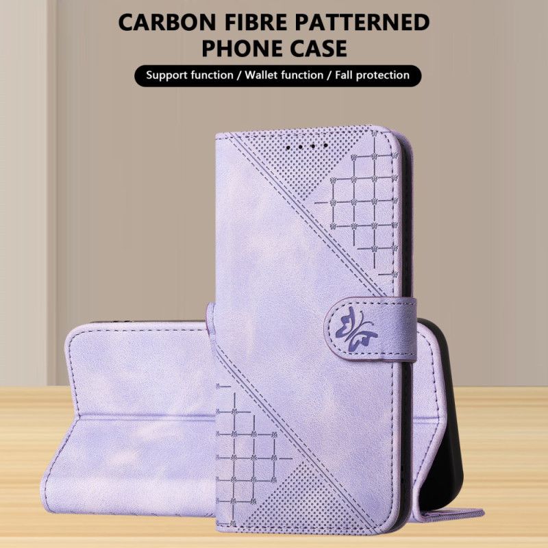 Flip Cover Til Poco X7 Pro 5g Geometrisk Mønster Og Sommerfugle