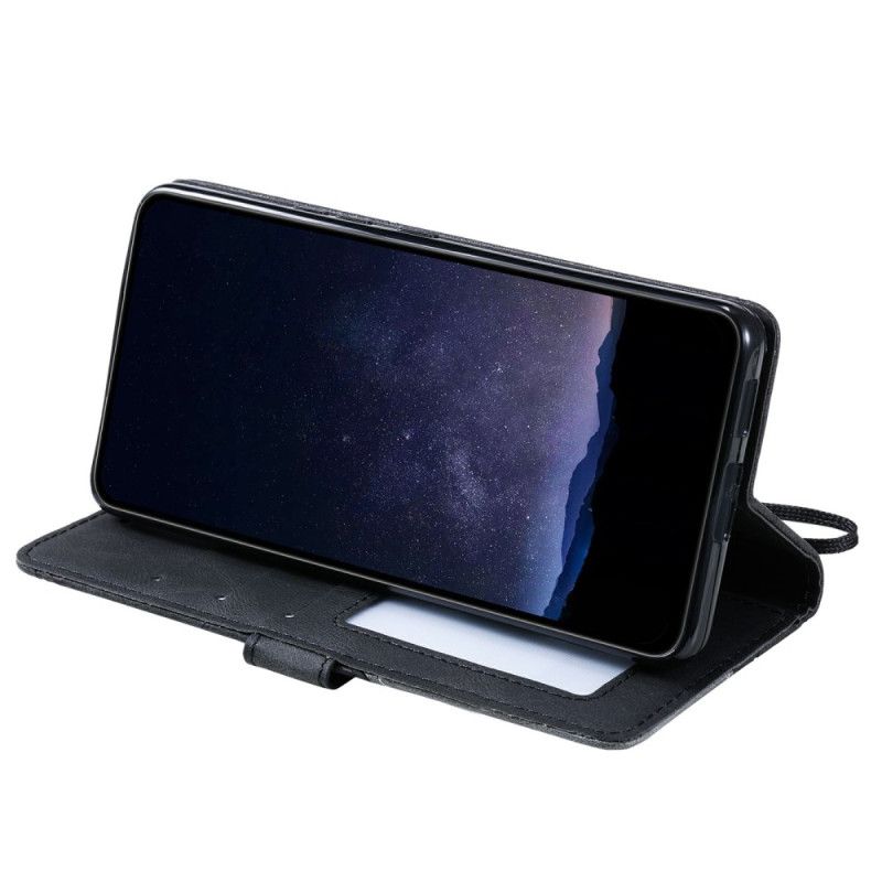 Læder Cover Poco X7 Pro 5g Telefon Etui Tofarvede Geometriske Linjer