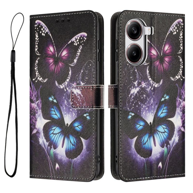 Læder Cover Poco X7 Pro 5g To Sommerfugle