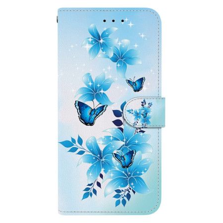Flip Cover Til Xiaomi Redmi Note 15 5g Blå Sommerfugle