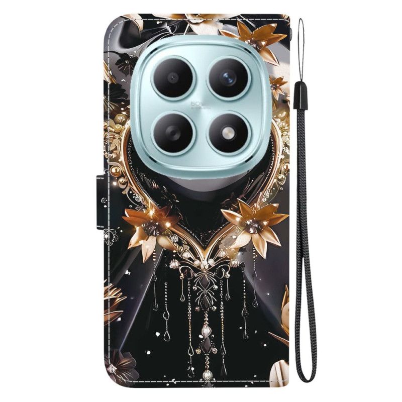 Flip Cover Til Xiaomi Redmi Note 15 5g Sort Og Guld Hjerte