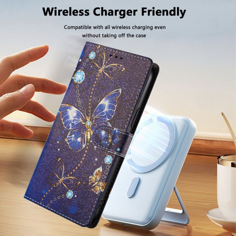 Flip Cover Xiaomi Redmi Note 15 5g Blå Sommerfugl