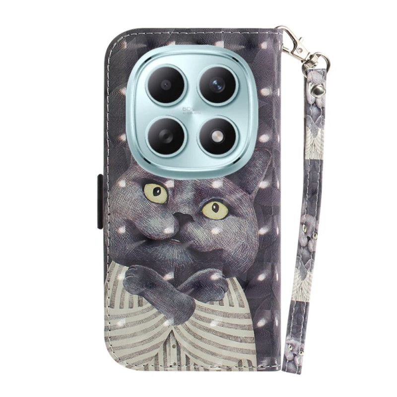 Flip Cover Xiaomi Redmi Note 15 5g Grå Kat Med Snor