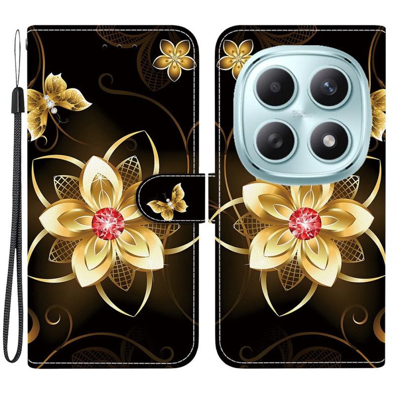 Flip Cover Xiaomi Redmi Note 15 5g Gylden Blomst