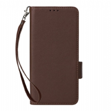 Flip Cover Xiaomi Redmi Note 15 5g Litchi-tekstureret Med Rem