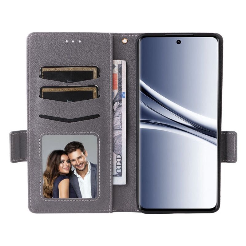 Flip Cover Xiaomi Redmi Note 15 5g Litchi-tekstureret Med Rem