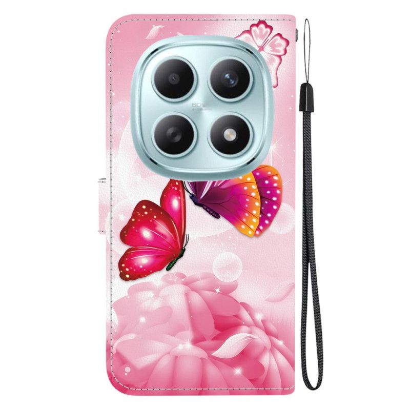 Flip Cover Xiaomi Redmi Note 15 5g Lyserød Sommerfugle