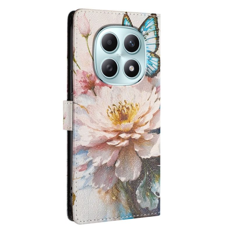 Flip Cover Xiaomi Redmi Note 15 5g Sommerfugl Og Blomster