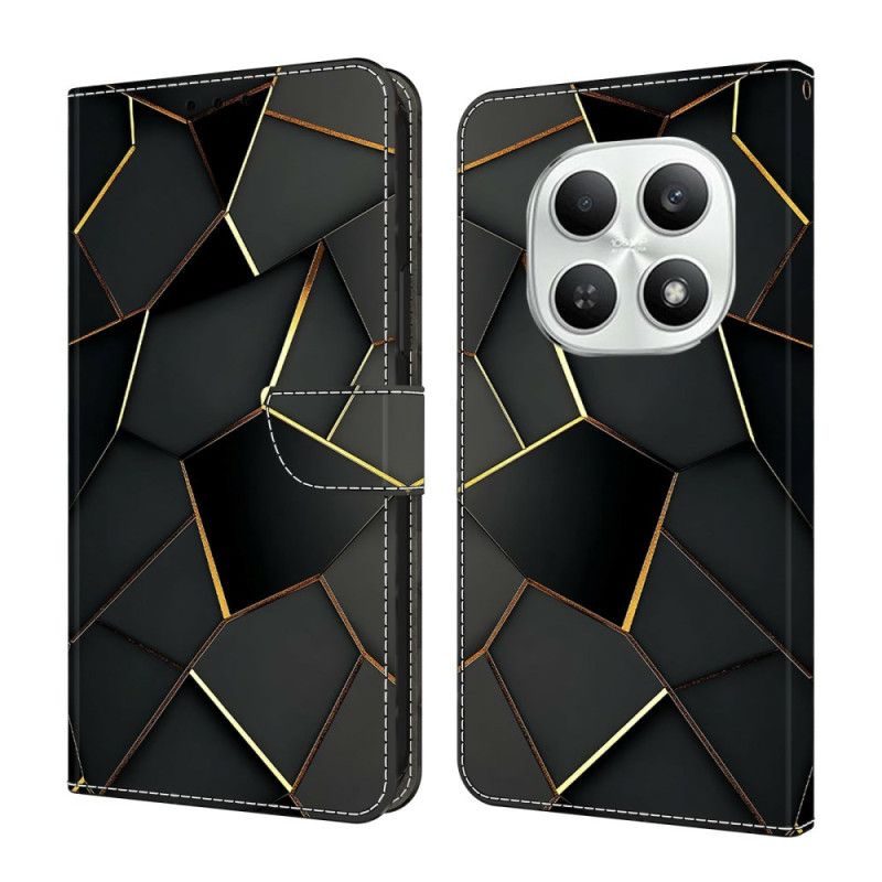 Flip Cover Xiaomi Redmi Note 15 5g Sort Og Guldmønster