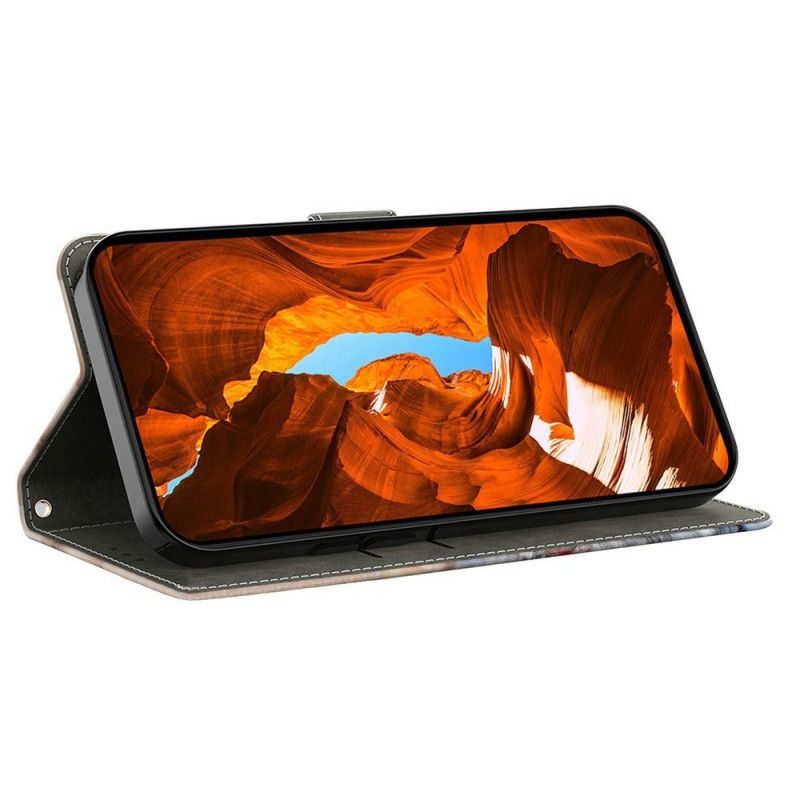 Flip Cover Xiaomi Redmi Note 15 5g Sort Og Guldmønster