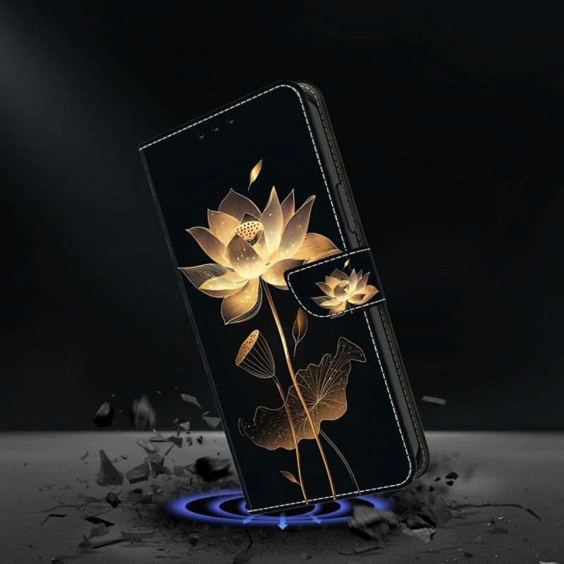 Læder Cover Xiaomi Redmi Note 15 5g Gylden Lotus