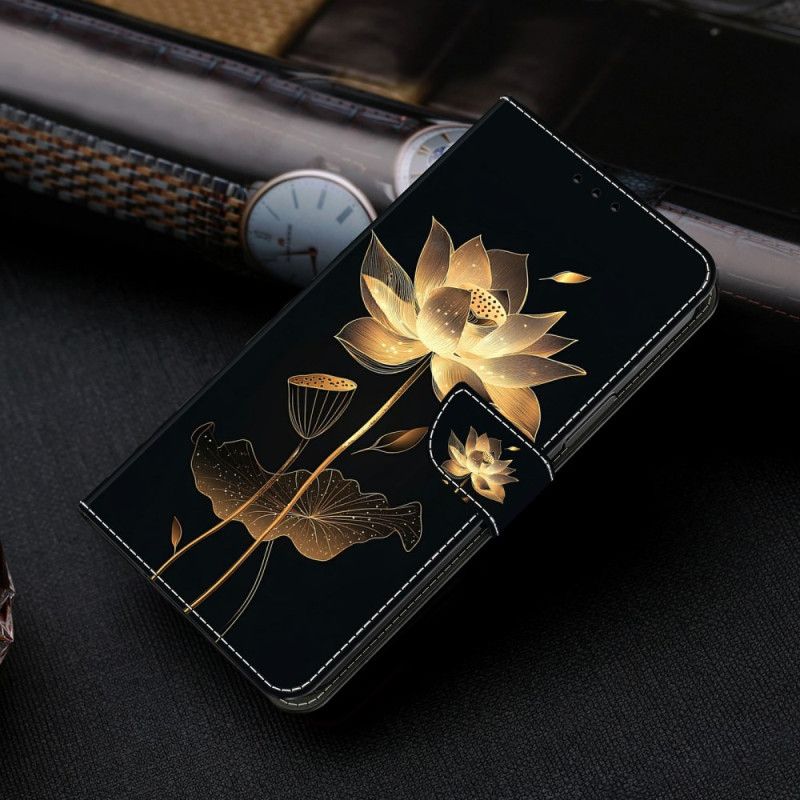Læder Cover Xiaomi Redmi Note 15 5g Gylden Lotus