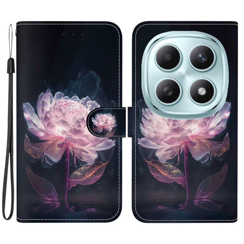 Læder Cover Xiaomi Redmi Note 15 5g Lilla Pæon