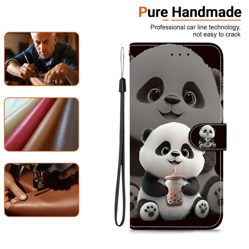 Læder Cover Xiaomi Redmi Note 15 5g Panda Mælkete