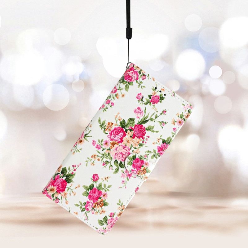 Læder Cover Xiaomi Redmi Note 15 5g Røde Blomster