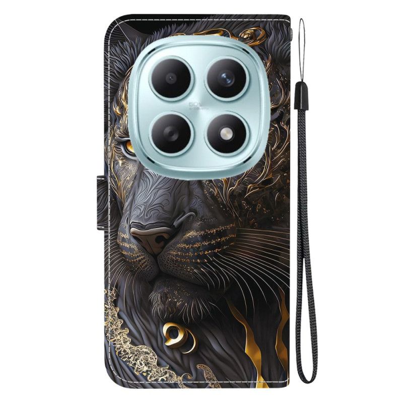 Læder Cover Xiaomi Redmi Note 15 5g Telefon Etui Løve I Guld