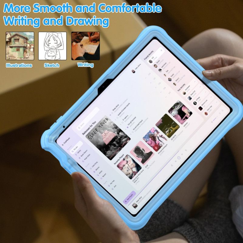 Cover iPad (2025) Roterende Stativ Med Delfin Og Rem Til Børn