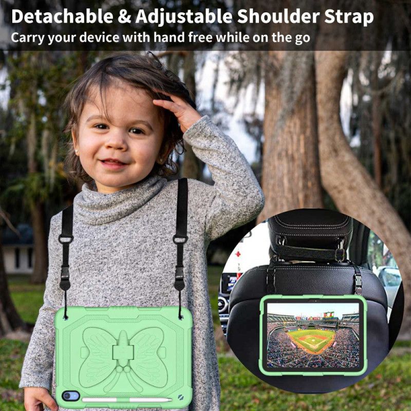 Cover iPad (2025) Telefon Etui Holdbar Og Solid Sommerfugleskulderrem
