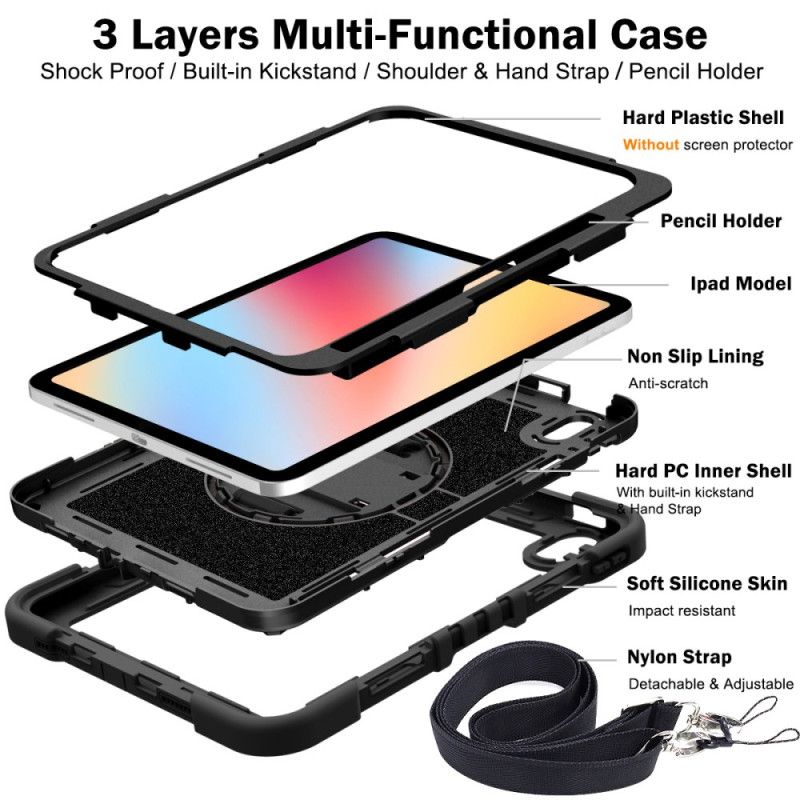 Cover iPad (2025) Telefon Etui Tofarvet Stativ Og Skulderrem