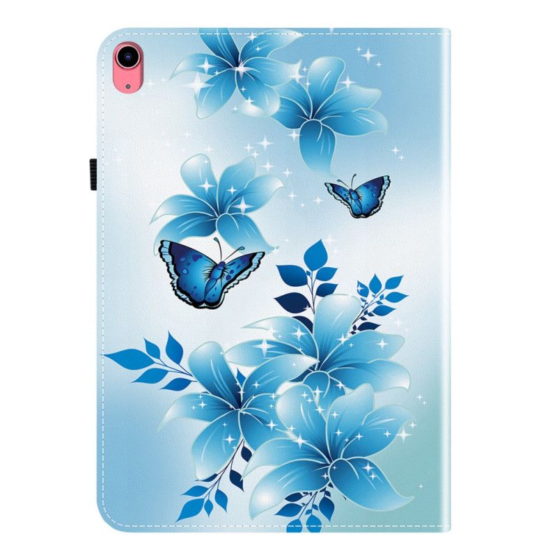 Etui iPad (2025) Blå Sommerfugle Og Blomster