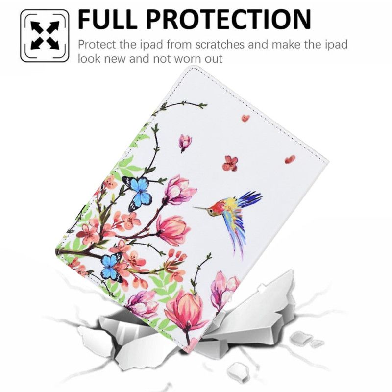 Etui iPad (2025) Blomster- Og Fuglemønster