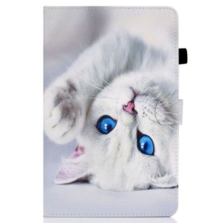 Læder Cover iPad (2025) Telefon Etui Blåøjet Hvid Kat