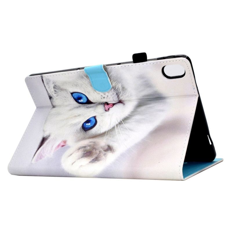 Læder Cover iPad (2025) Telefon Etui Blåøjet Hvid Kat
